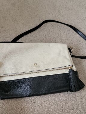 Two-Tone Black and Cream Leather Bag Kate Spade
